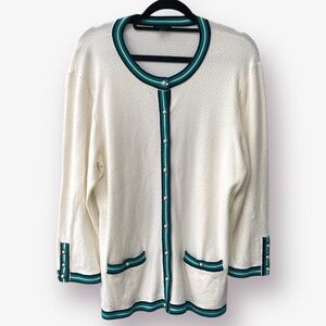 Talbots Cream Round Neck Cardigan Size L